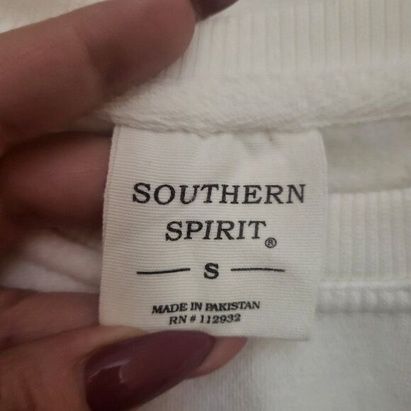 Southern Spirit Cropped White with Stripes on the Sleeve Sweatshirt - Picture 3 of 8